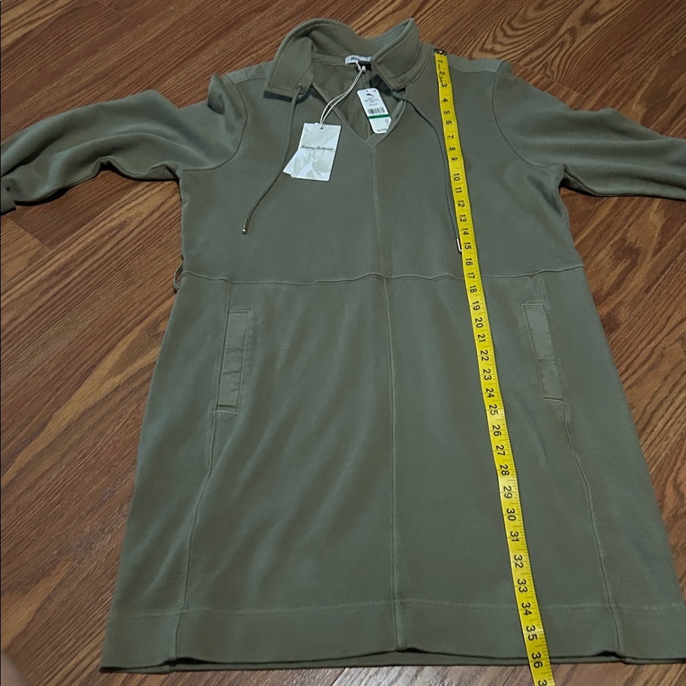 NWT Tommy Bahama Sunray Cove Long Sleeved Tea Leaf Heavyweight Cozy Fall Dress L - Picture 4 of 7